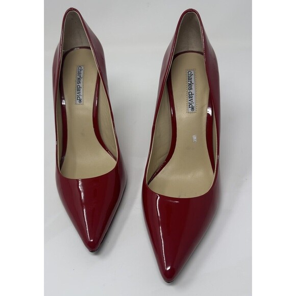 Charles David Women's Leather Pointed Toe High-Heel Pumps-Red-US 7.5 - Picture 10 of 16
